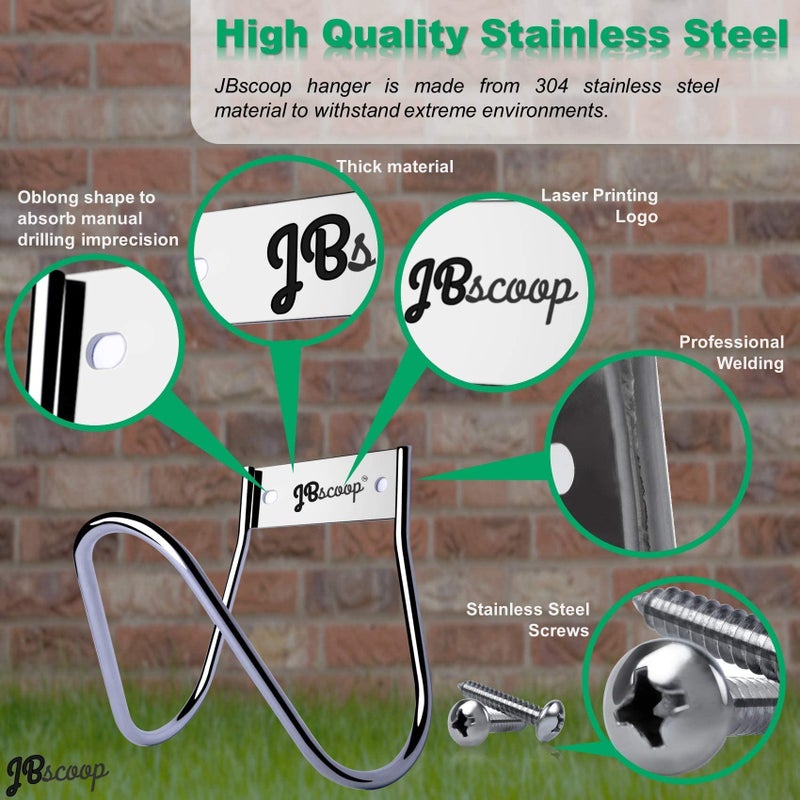 JBscoop Garden Hose Holder Stainless Steel Small Wall Mount Garden Hose Hook  Ideal for Water  Air  Hydraulic Hose  Ropes  Extension Cords Heavy Duty & Rust Proof  Size:6.3x7x6.3 Set of 1 - Image 4